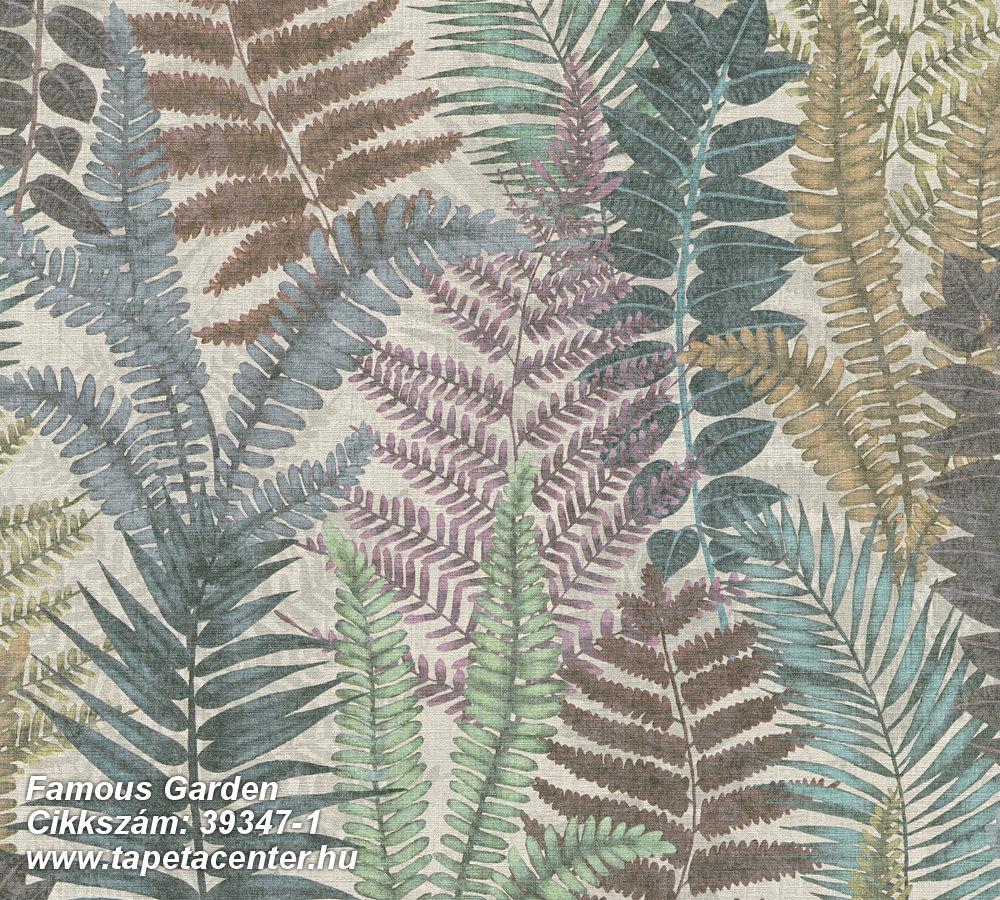 Természeti mintás,textil hatású,kék,piros-bordó,sárga,szürke,zöld,súrolható,vlies tapéta 